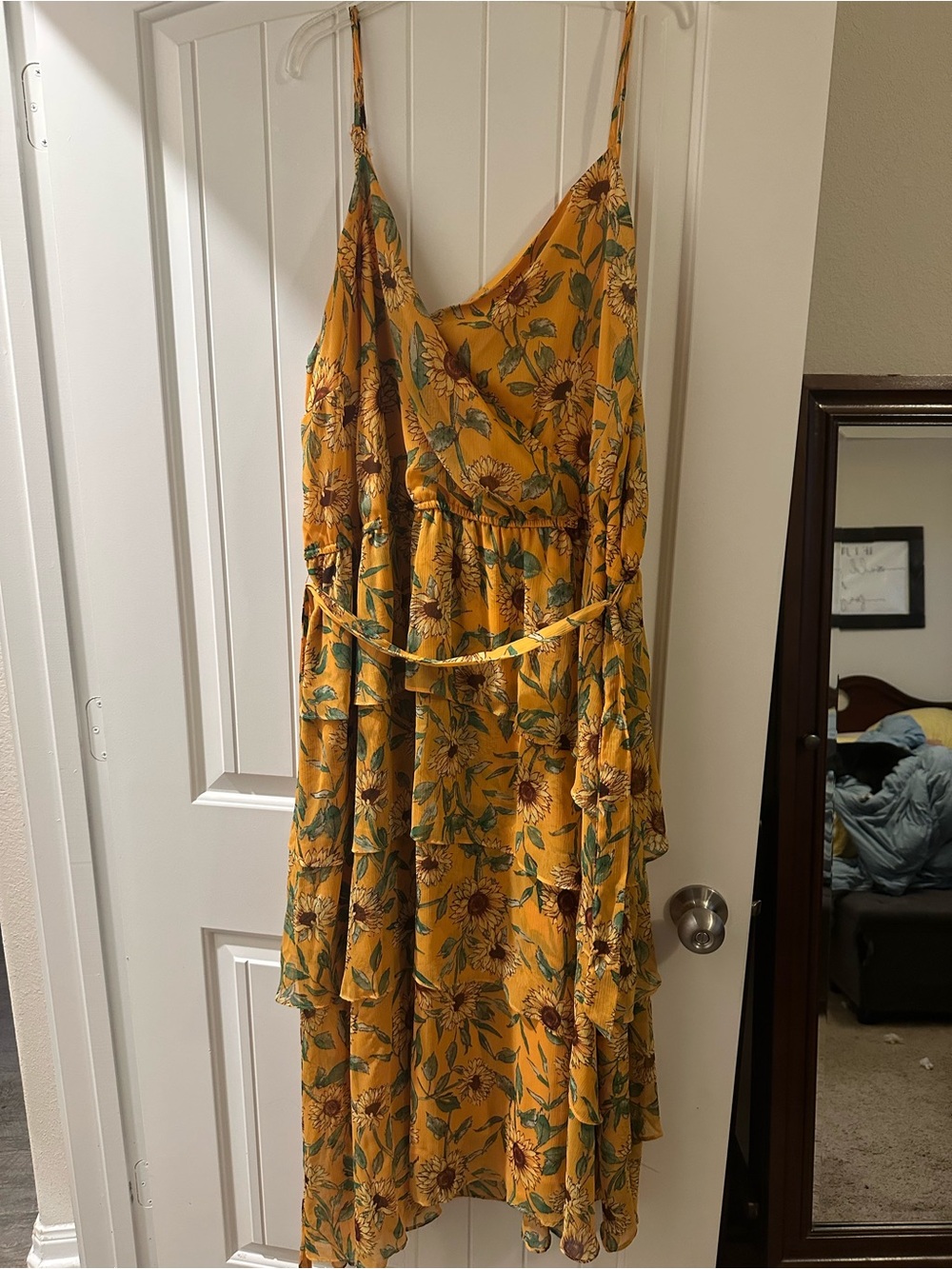 LC Lauren Conrad Yellow Floral Spaghetti-Strap Midi Dress